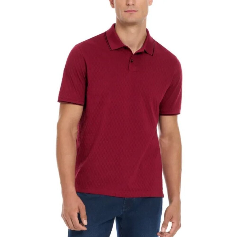 NEW Ted Baker Men's L Red Short Sleeve Polo Shirt 100% Cotton
